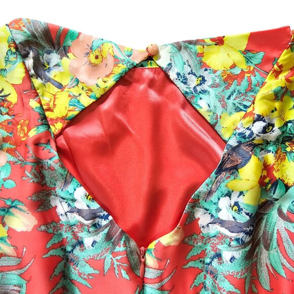 NWT Bisou Bisou Satin Mini Dress Cape Sleeves & Waist Tie Open shoulders sz 4 - Picture 3 of 13